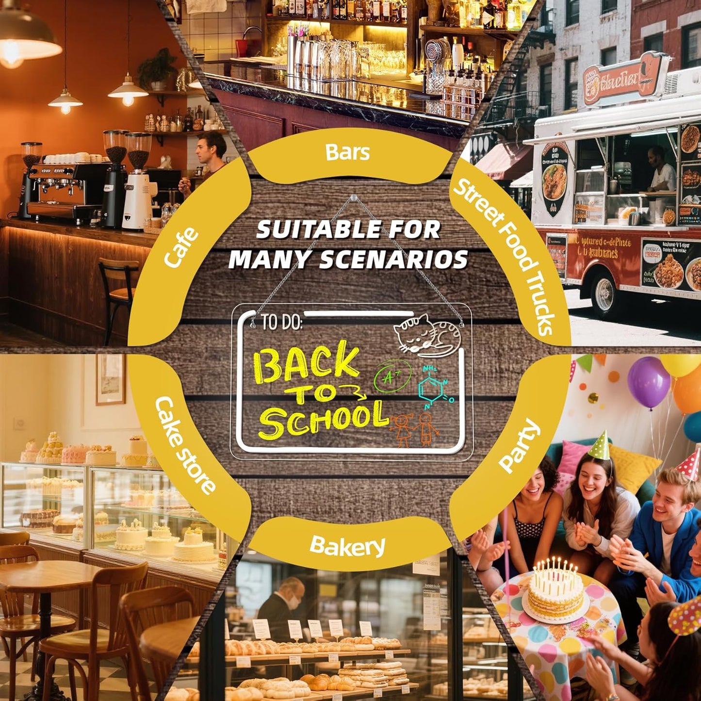 NOSUN CAT TO DO Kid LED Note Board 14.6*9.5” Acrylic Dry Erase Light Up Message Board with Chain and Stand, for Bar Salon Coffee Stores Club Hotel Kids With 7 Color Markers Glow Rewritable Memo Drawing Writing Board
