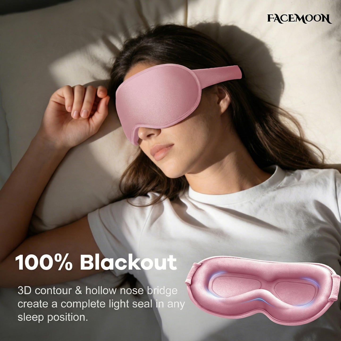 Weighted Eye Mask for Sleeping 2 Pack: Gentle Pressure Blackout Sleep Mask - Zero Eye Pressure Lash Extension Eye Covers Women Men - Airplane Travel Essentials, Memory Foam, Black Pink