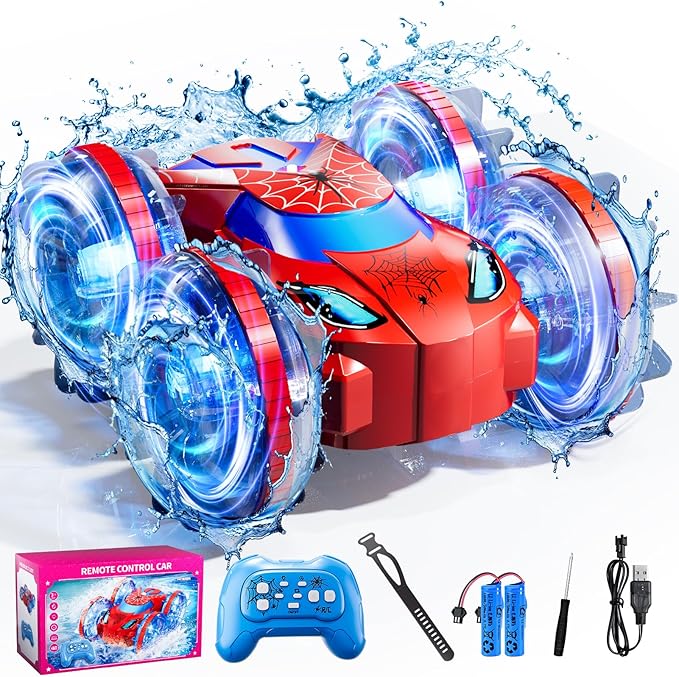 Amphibious Remote Control Car, 2.4Ghz RC Truck for Toddlers Kids Boys, Hand Gesture Stunt Hobby RC Cars Boat for Kids Boys, 4WD All Terrain Waterproof Outdoor Toys Gift for 3 4 5 6 7 8 Year olds Girls