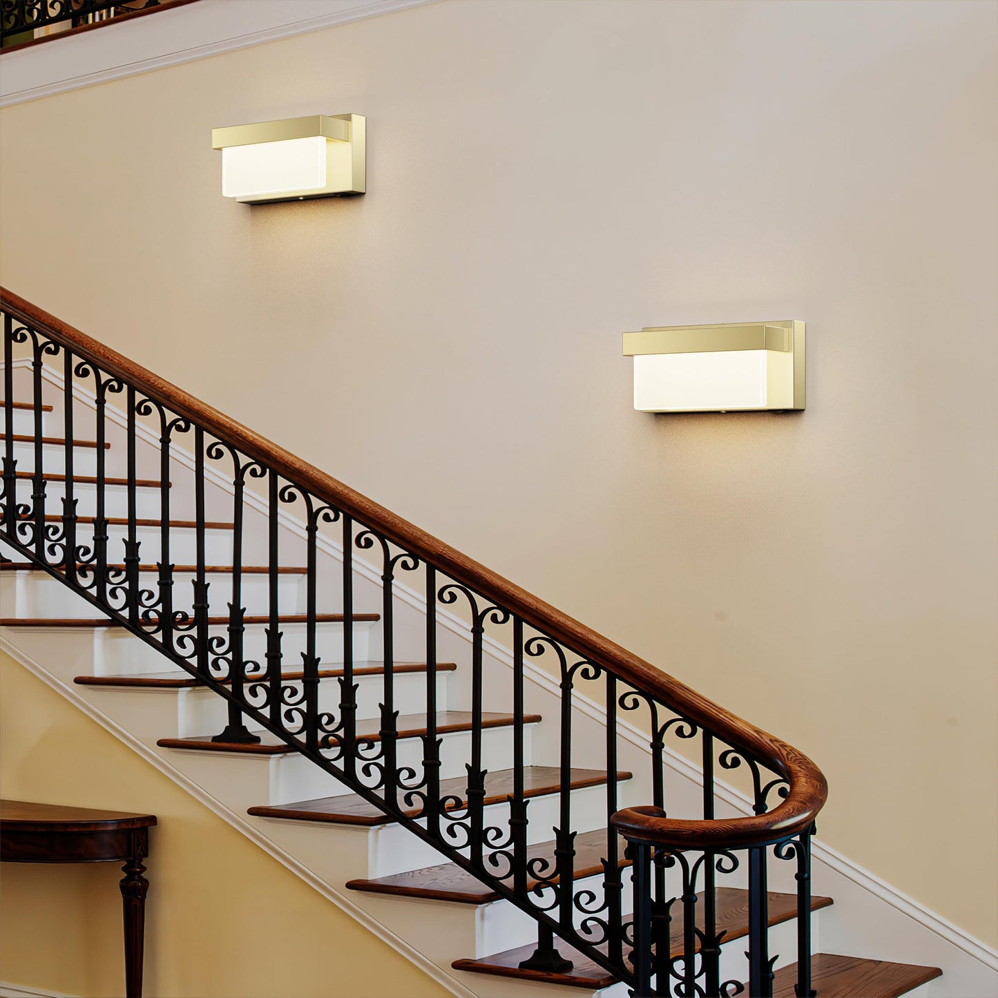 Lightinn Wall Sconce Champagne Gold Wall Light With On/Off Switch 8 Inch Led Wall Lamp Acrylic Lampshade 4000K Sconce Wall Lighting
