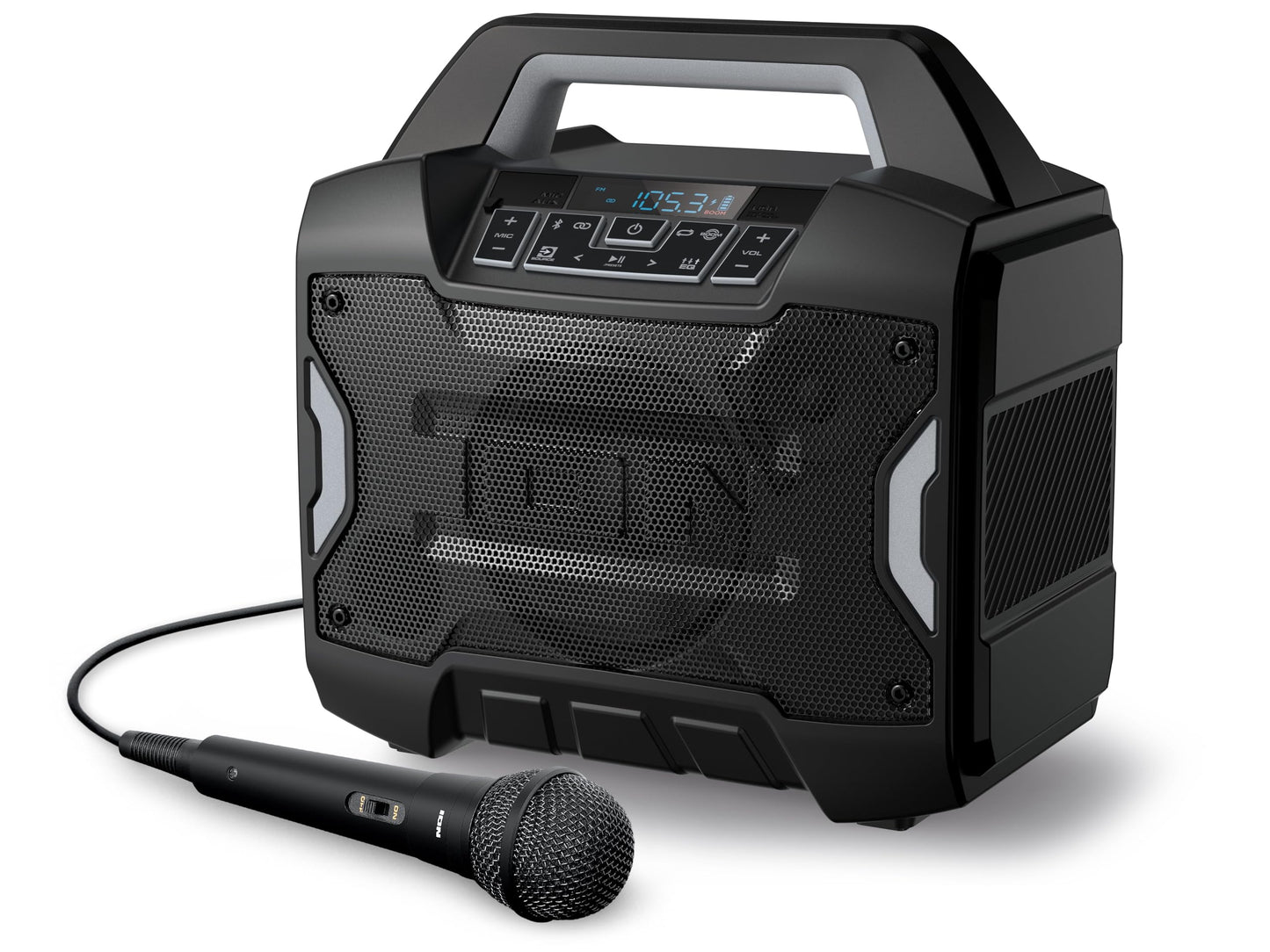 ION Sport Boom - Portable 60W Outdoor Bluetooth Speaker with Microphone, IPX5 Water-Resistant, 15-Hour Battery, FM Radio, USB Po