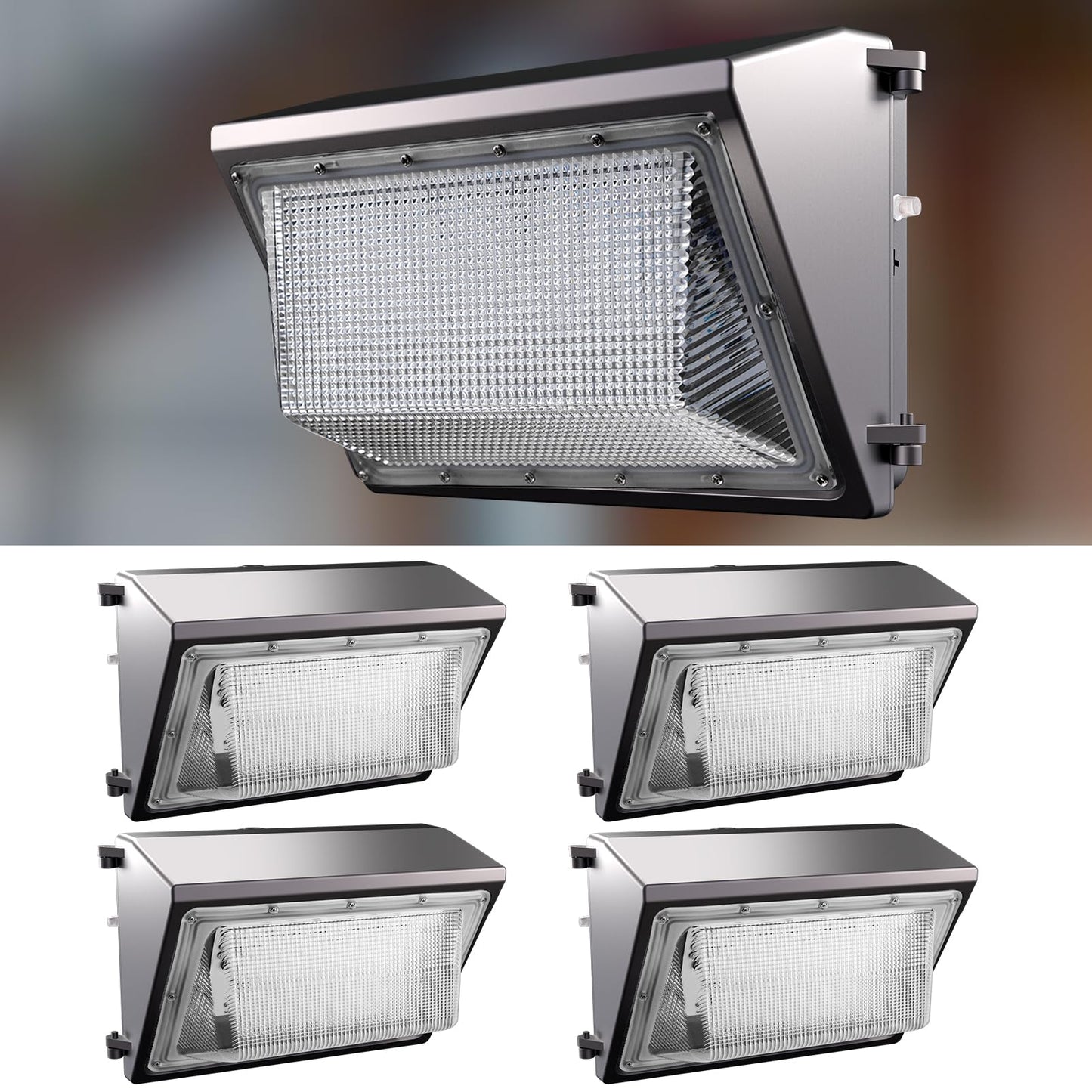 Lightdot 4Pack 150W LED Wall Pack Lights, 100-277v Dusk to Dawn Photocell, 22500Lm(150Lm/W) 5000K IP65 Waterproof Outdoor Exteri