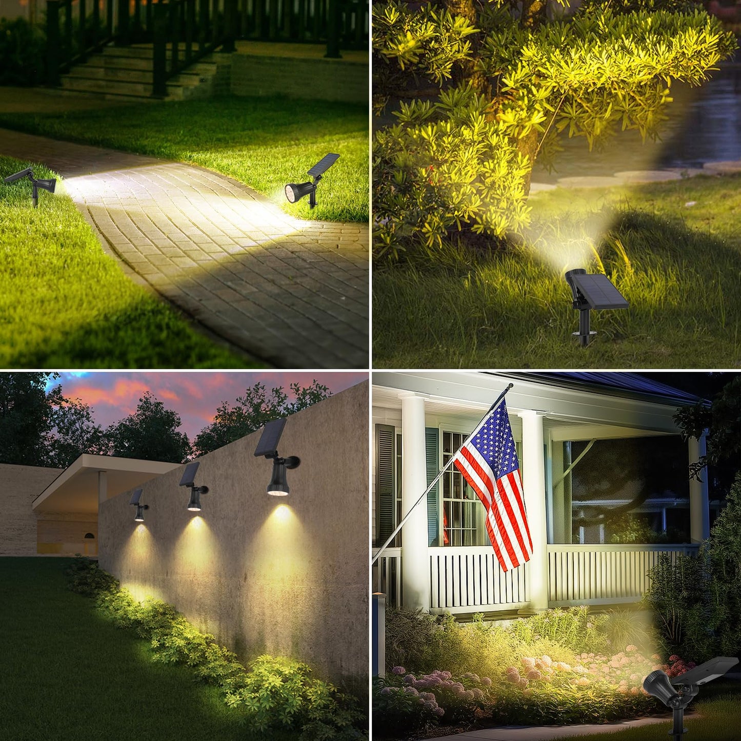6-Pack Solar Spot Lights For Outside Solar Powered Lights With 30Leds & 3 Modes Outdoor Solar Light Waterproof Dusk To Dawn Solar Landscape Lighting For Yard Garden Tree Flag Sculpture(Warm White)