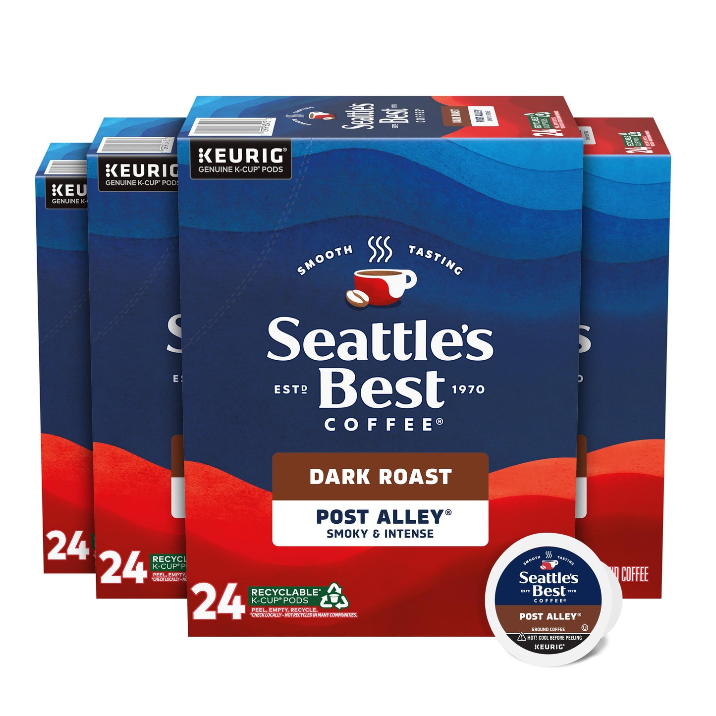 Seattles Best Coffee Dark Roast K-Cup Coffee Pods Post Alley 100% Arabica 4 Boxes (96 Pods Total)