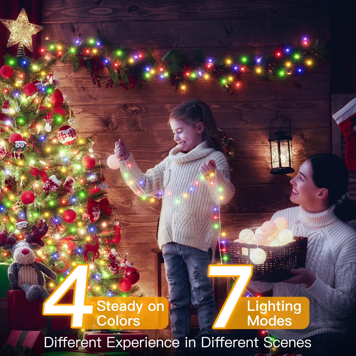 Ollny Christmas String Lights 200 LED Color Changing Multicolored & Warm White 66FT with Remote Control, Waterproof, Model HG-29V203C