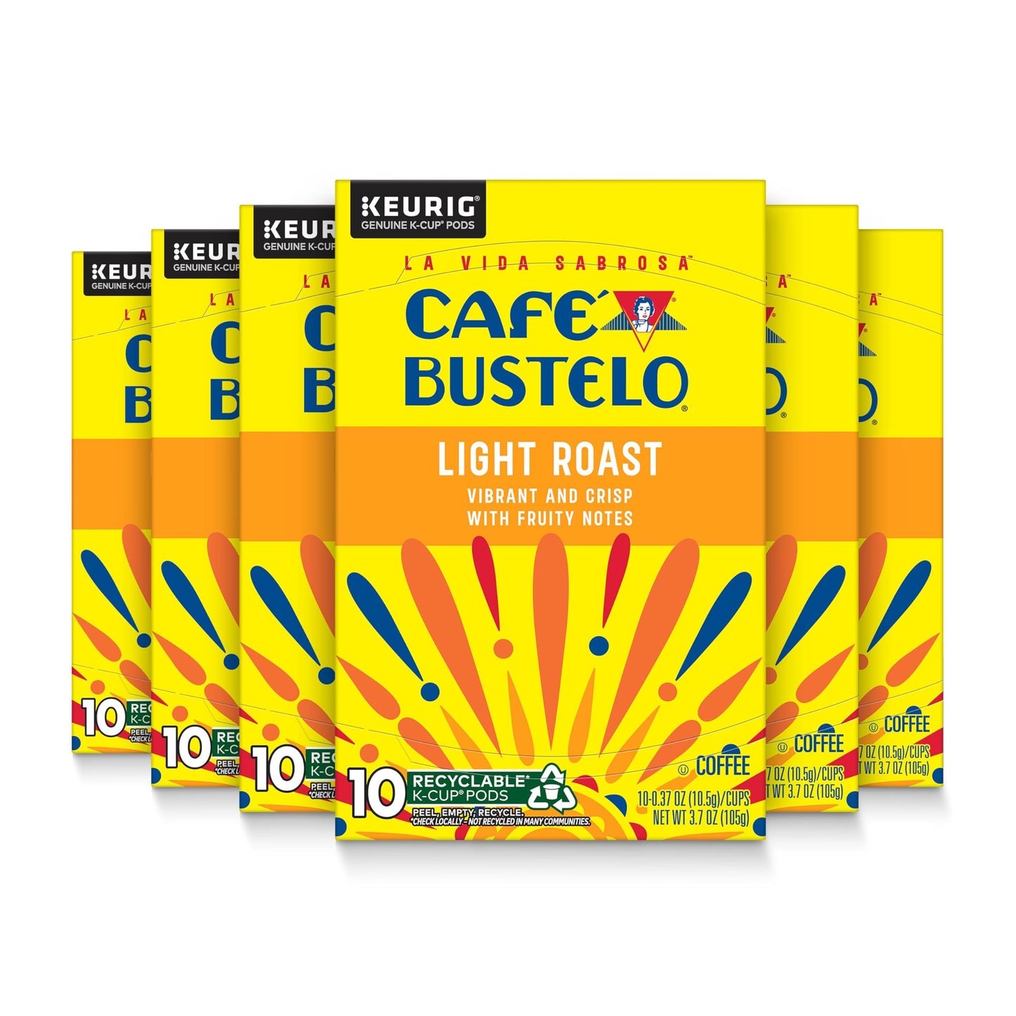 Caf? Bustelo Light Roast Coffee 10 Ct. K-Cup pods (Pack of 6)