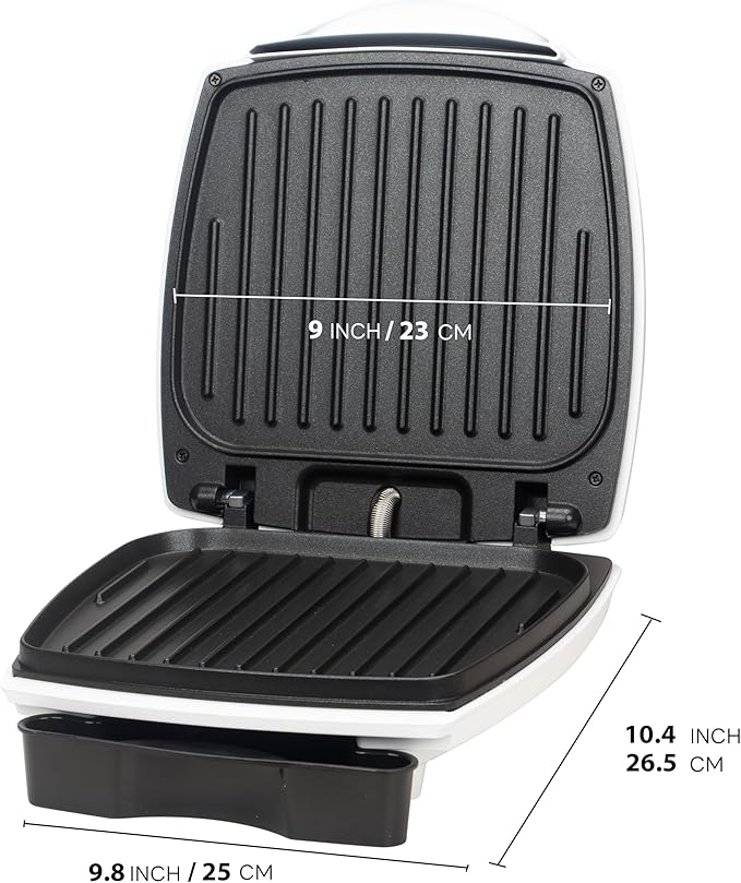 2 In 1 Hamburger Grill Maker, Electric Indoor Grill and Panini Press with Non-stick Grill Plates, 1200W, Easy to Clean and Store, White