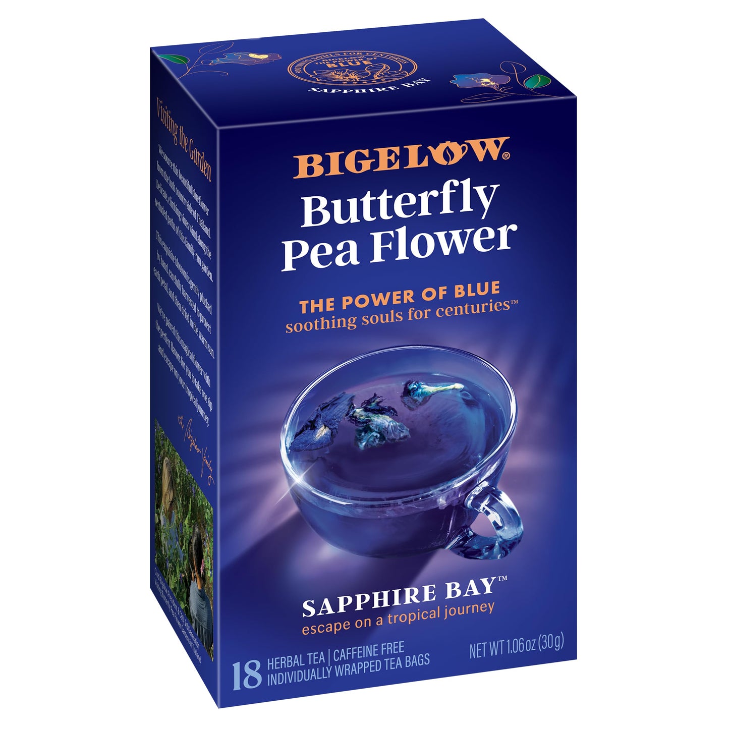 Bigelow Tea Sapphire Bay Butterfly Pea Flower Blue Tea Caffeine Free (Pack of 6) 108 Total Tea Bags
