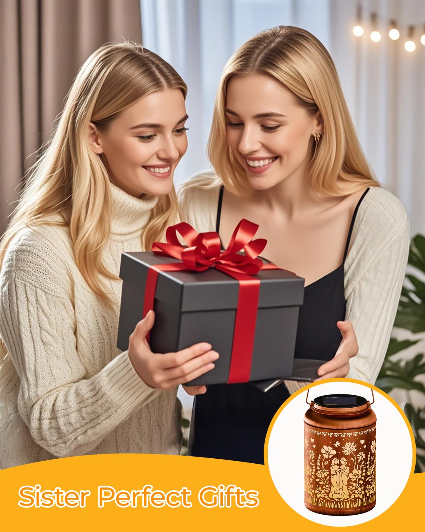 Christmas Stocking Stuffers For Women Solar Lanterns Outdoor Waterproof Sister Gifts From Sister Sister Birthday Gifts Best Friend Gifts For Women Friendship Bestie (Sister 1)