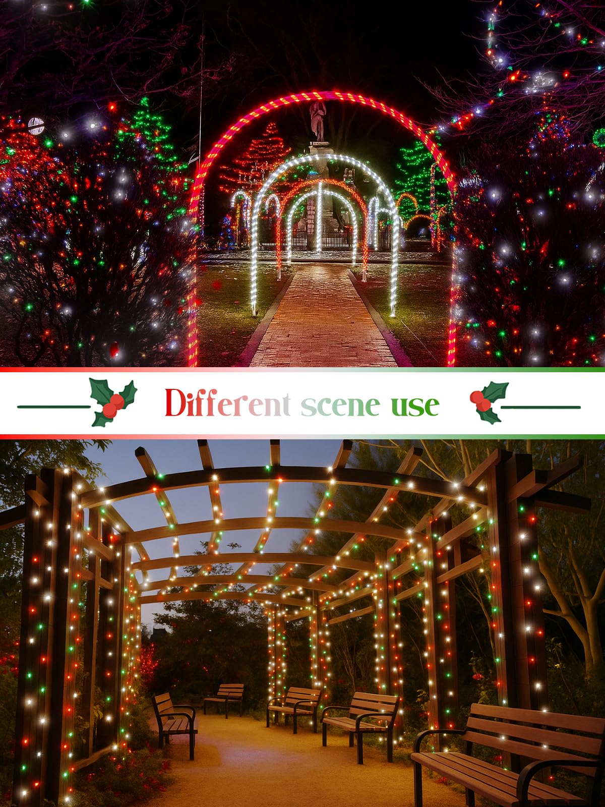 800 Led Christmas Slow Twinkle Cluster Lights Fire er Fairy Lights With 15 Modes & Timer Function Waterproof String Lights For Indoor Outdoor Tree Christmas Decorations Red Green And White