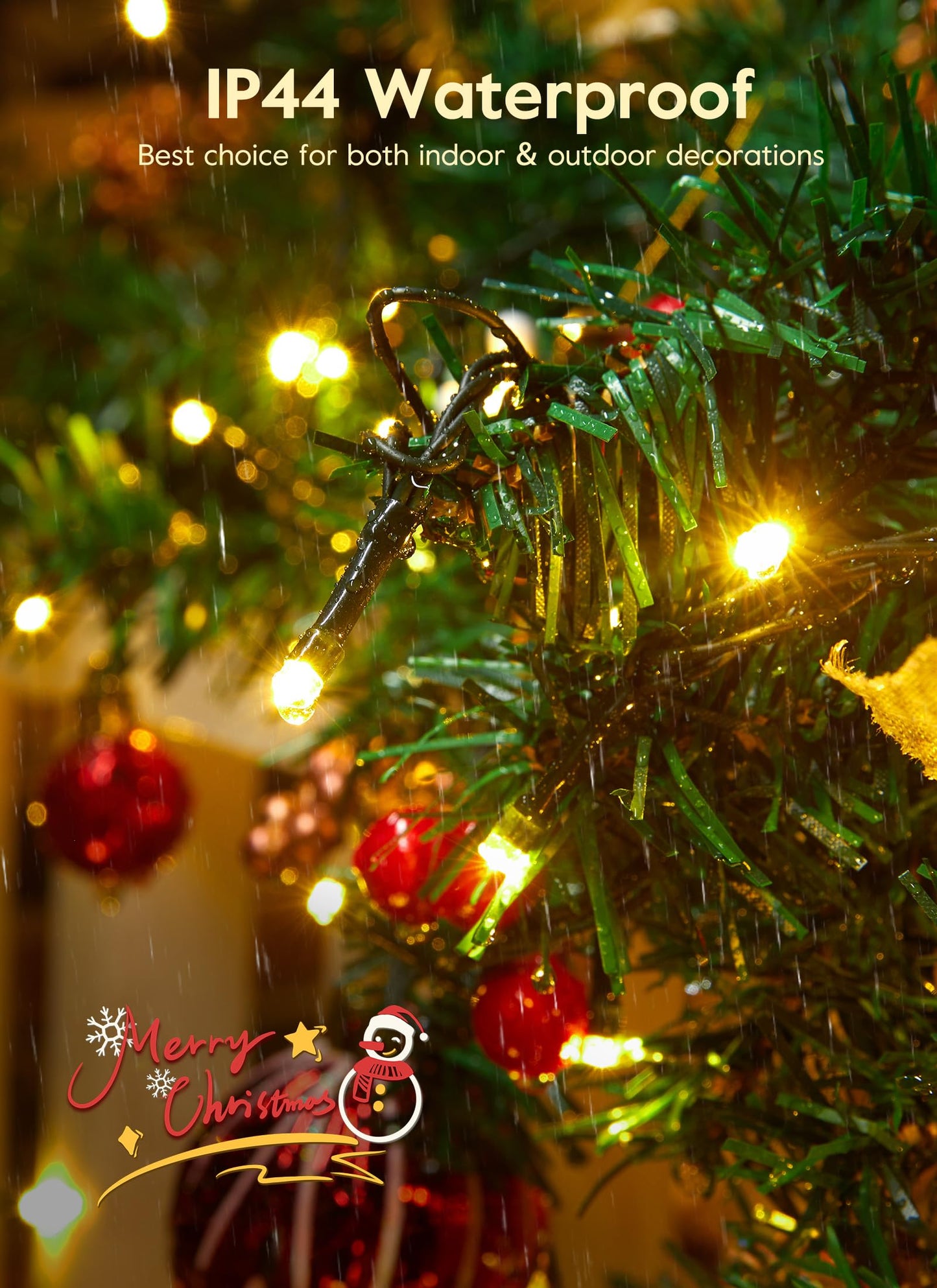 Minetom 66FT 200 LED Christmas Tree Lights, Warm White Twinkle Fairy String Lights, 8 Flashing Modes, Green Wire