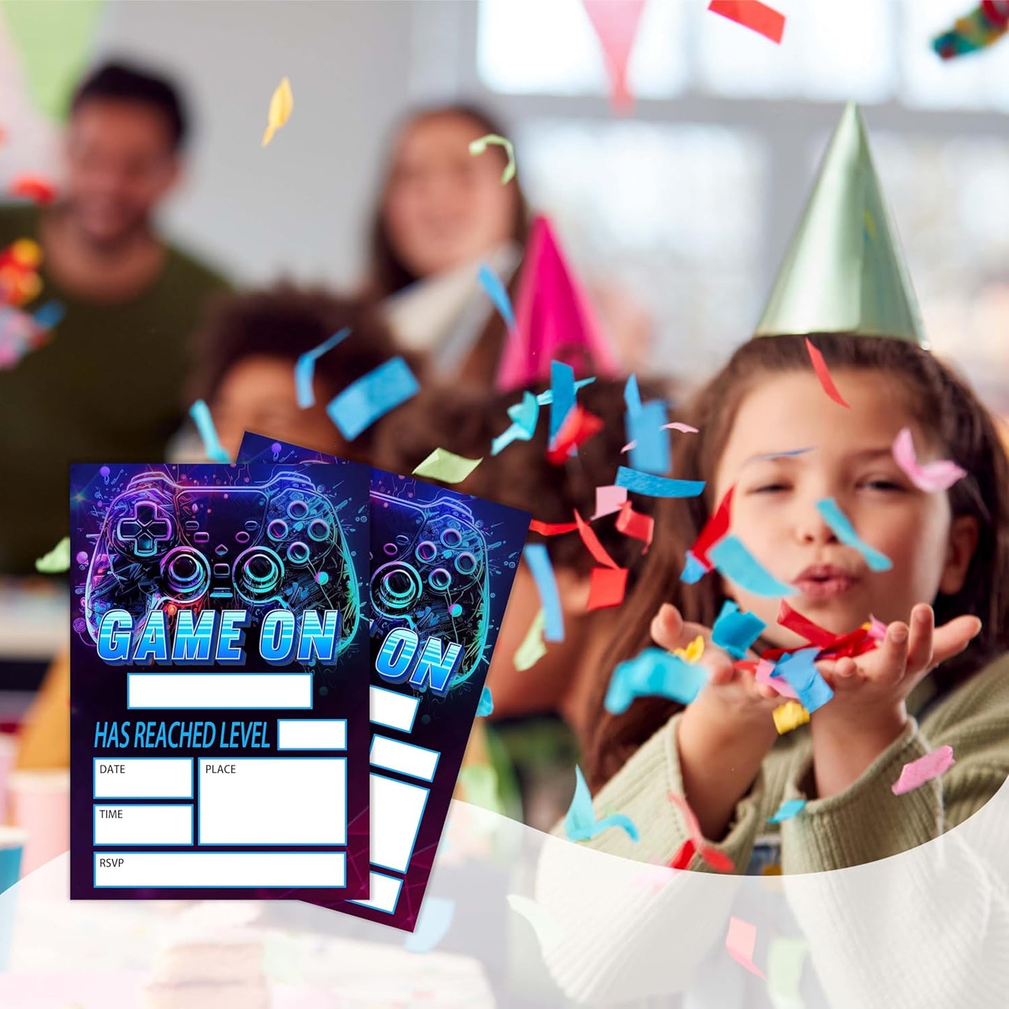 Gamer Birthday Invitations, Video Game Birthday Party, Gaming Party Decorations, Birthday Party Invitations For Boys Girls, Kids Birthday Invitations, 20 Cards with 20 Envelopes.(116)