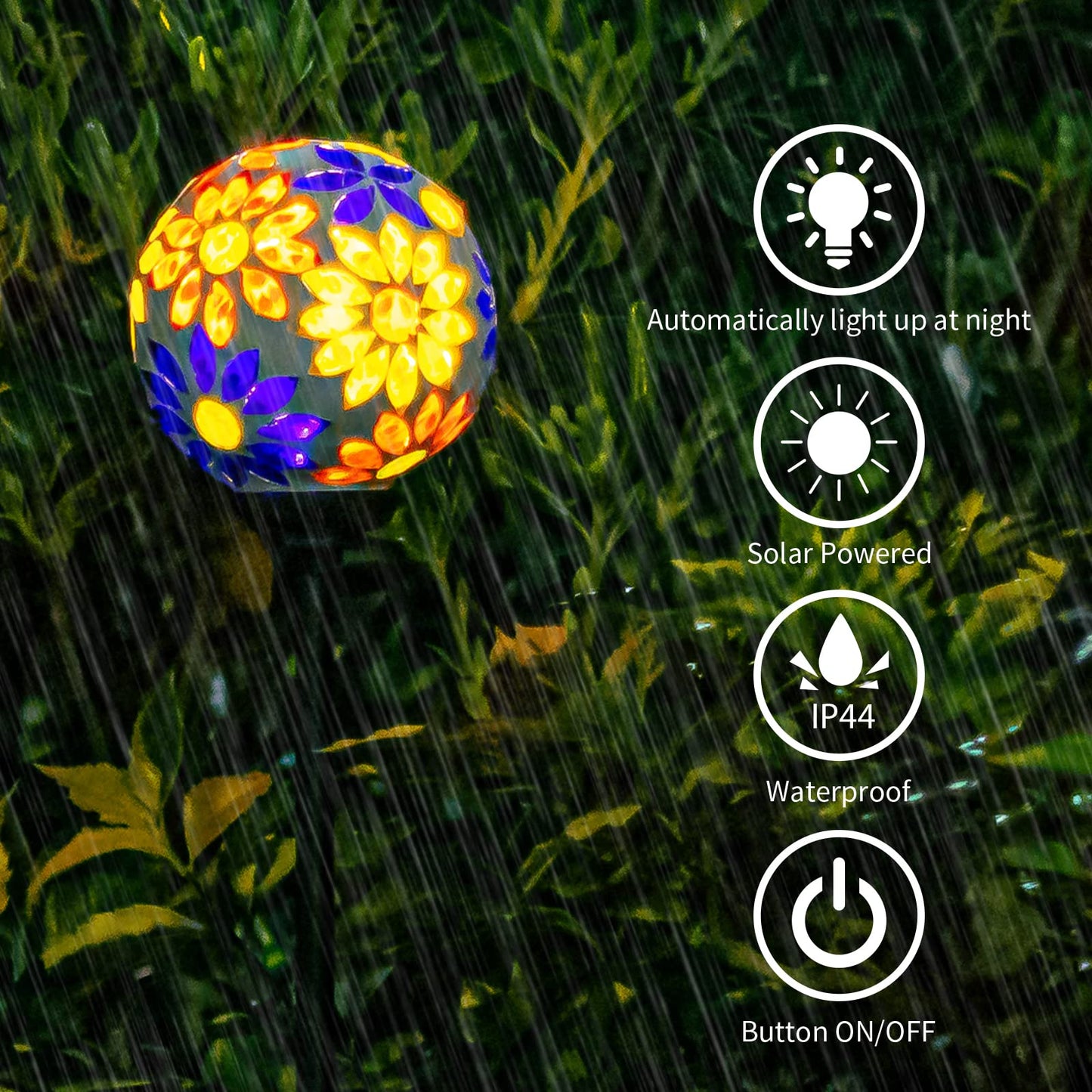 VCUTEKA Solar Garden Lights, Waterproof LED Stake Light for Landscape Pathway, Multi-2, Model B0B3LPNMFJ