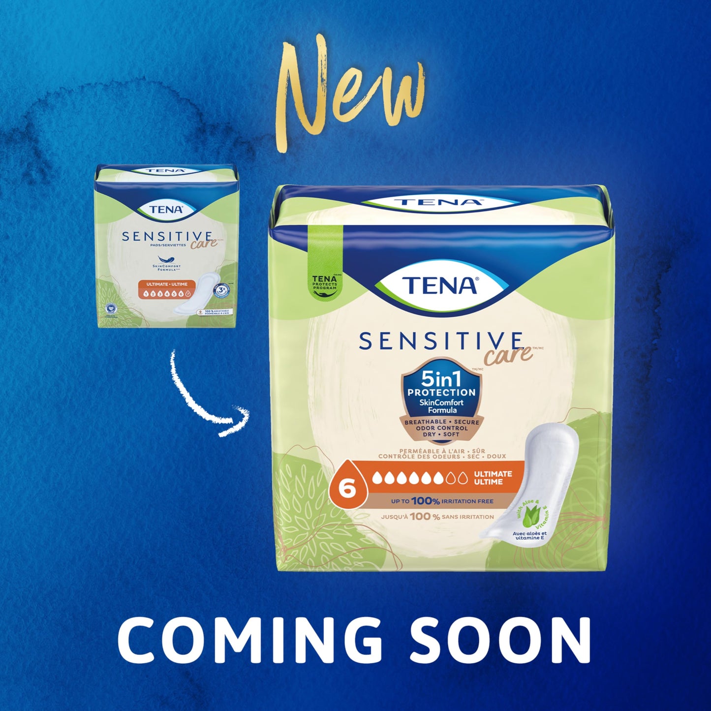 TENA Sensitive Care Incontinence Pads for Women, Bladder Control & Postpartum, Ultimate Absorbency, One Size Fits Most, 99 Count