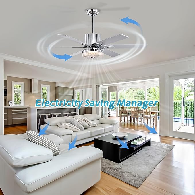 NicBex Ceiling Fan 52 Inch Stylish Design Ceiling Fan with Lights Ceiling Fans with 6 Blades and Remote Control Reversible Ceiling Fan for Bedroom, Living Room, Silver