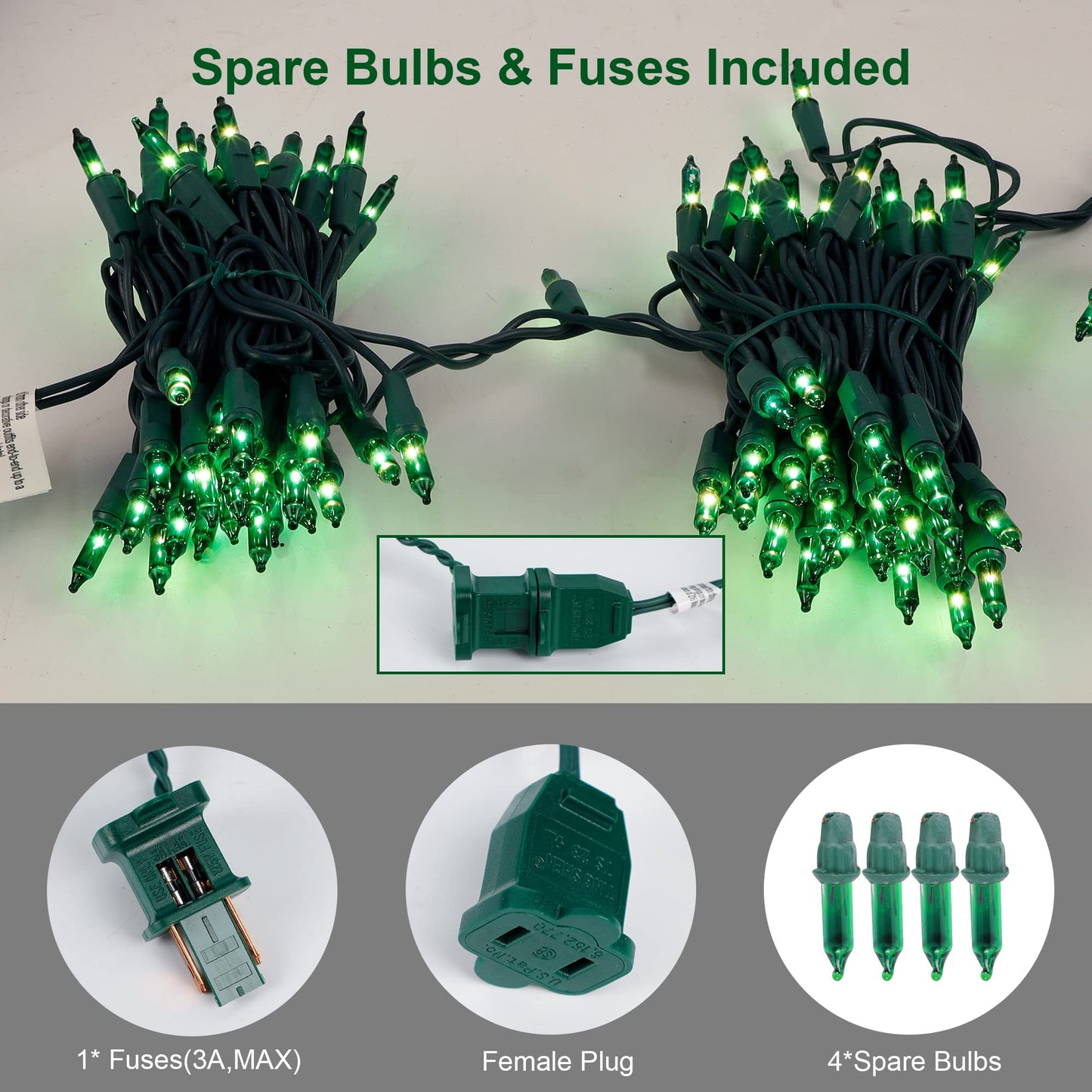 LJLNION Christmas String Lights 150 Count 33 FT Incandescent Green Wire Fairy Lights for Indoor Outdoor Decoration