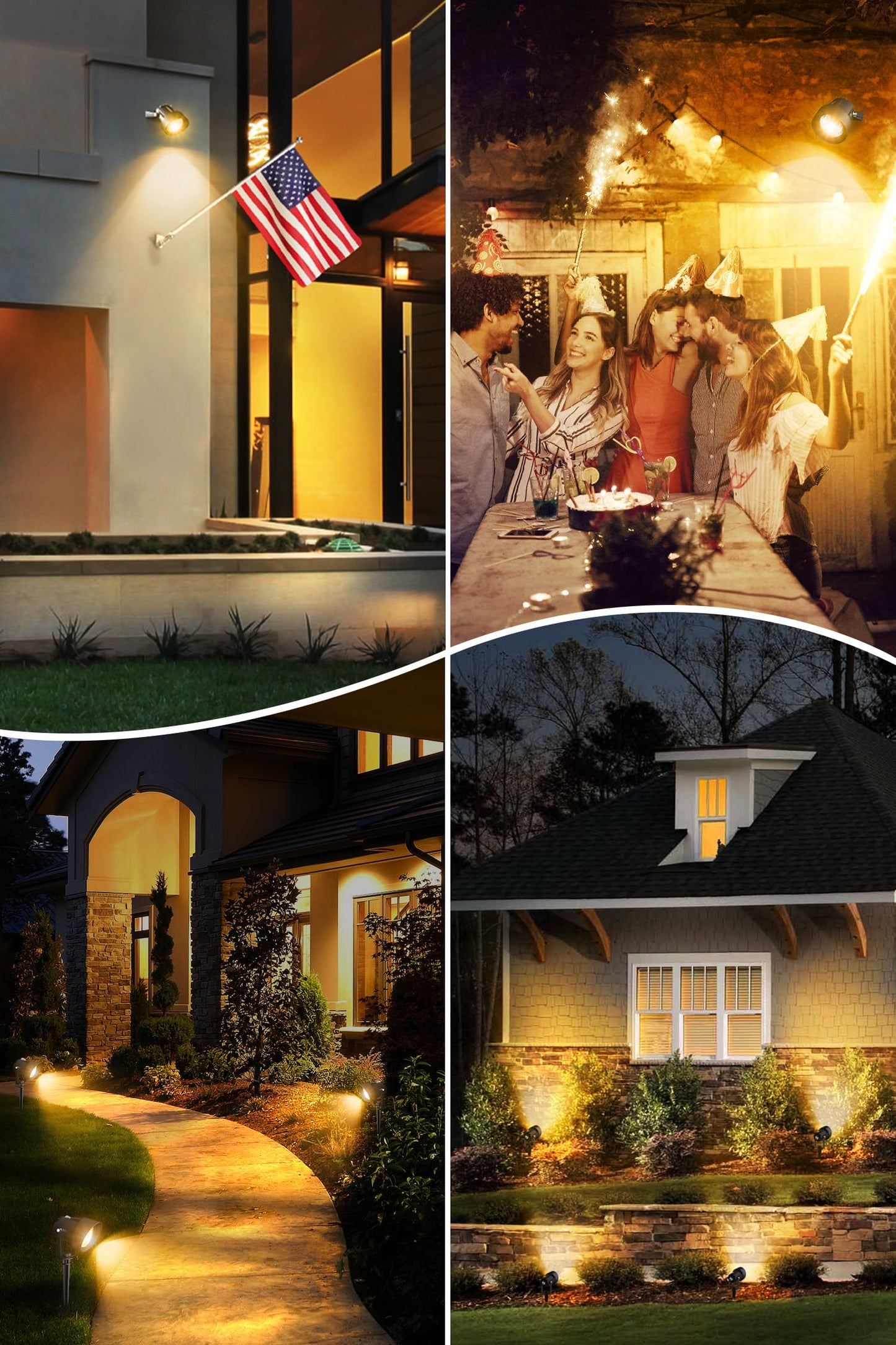 T-Sun Dusk To Dawn Outdoor Lighting Flag Spot Lights With Photocell Auto On/Off Waterproof 3000K Warm White Led Plug-In Landscape Spotlights For Garden Yard Tree Pathway Pole House 2 Pack
