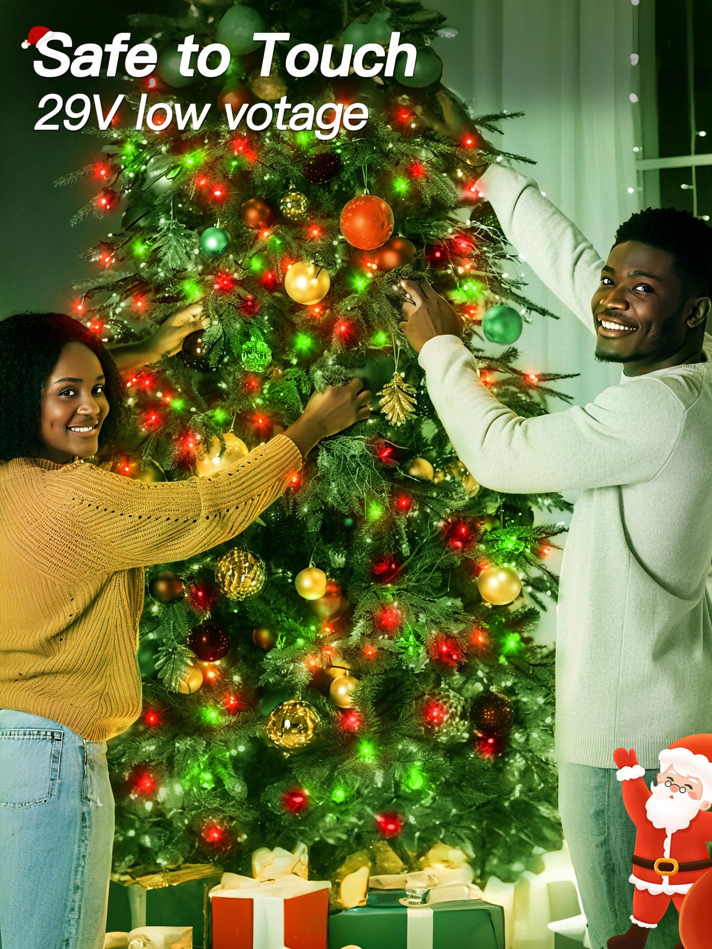 Guhope Christmas Lights 66Ft 200 Led Christmas Tree Light With 8 Lighting Modes Outdoor Waterproof String Lights With Remote And Timer Fairy Light For Holiday Decor (Red And Green)