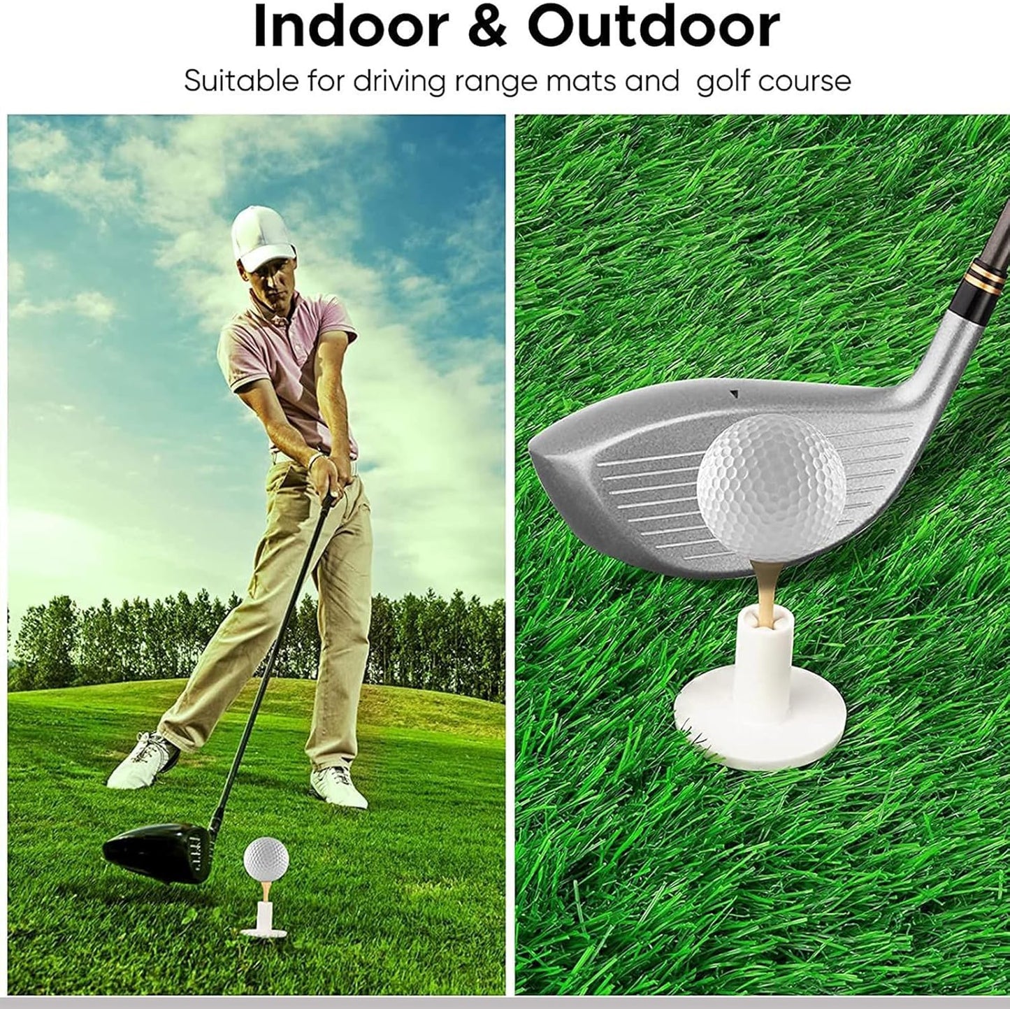 Rubber Golf Holder Set for Driving Range, Golf Rubber Tees Practice for Golf Hitting Mats Outdoor Indoor, 1.5 Inch Holder Tees, Universal with Artificial Turf Golf Mats