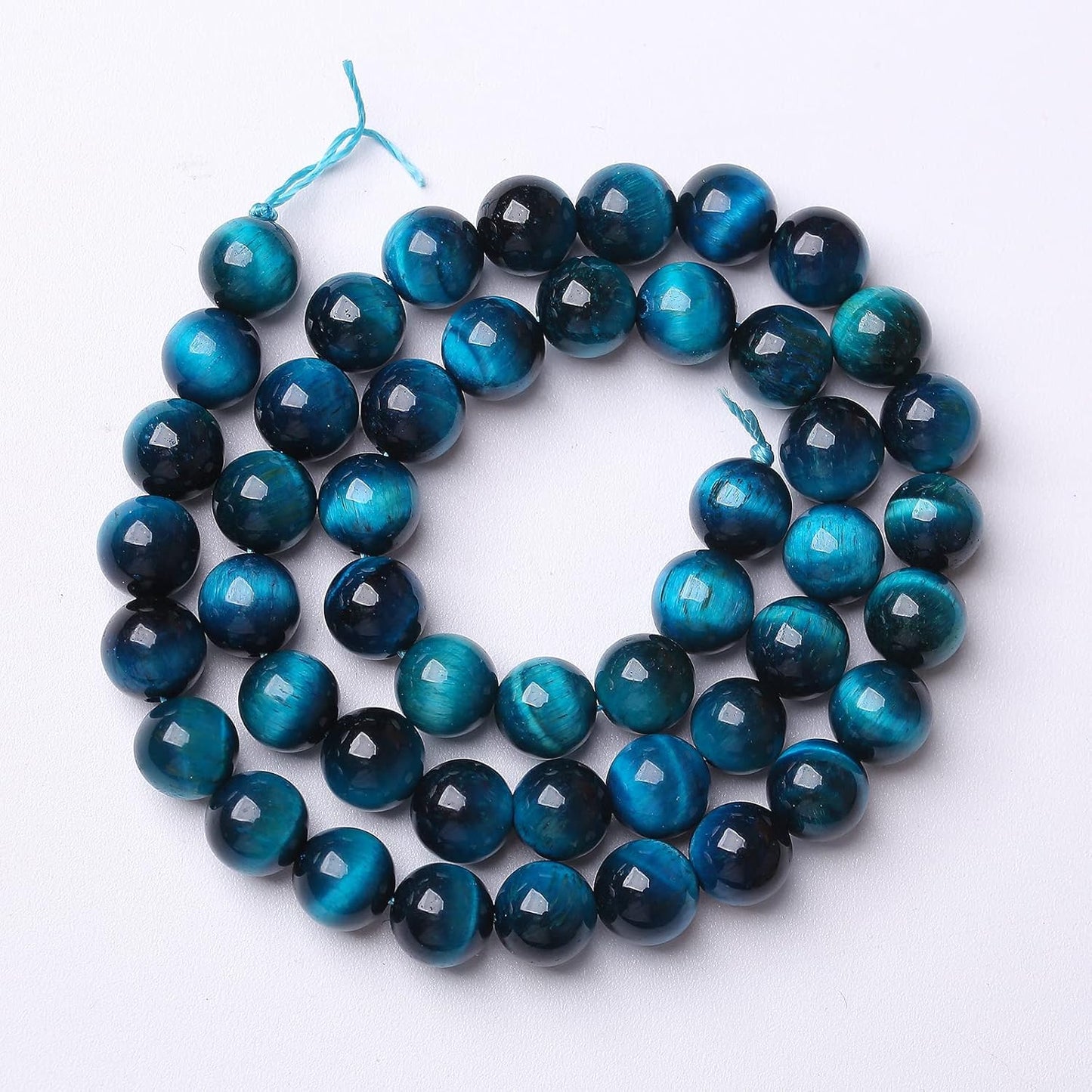 Blue Tiger Eye Gemstone Loose Beads Natural Round Loose Stone Beads for Jewelry Making DIY Bracelet Necklace Earrings 8mm 48pcs 1 Strand 15" (Blue Tiger Eye, 8mm)
