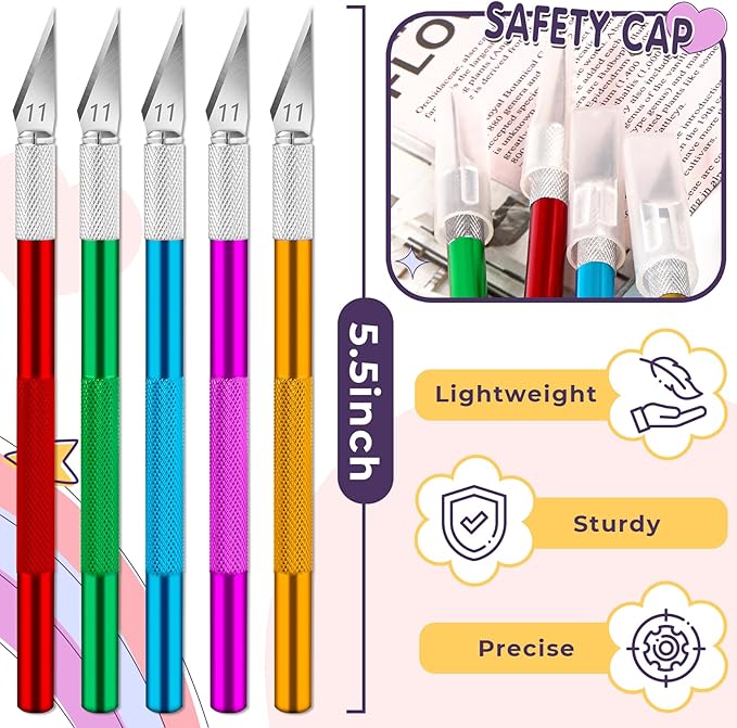 DIYSELF 20 Pack Exacto Knife - Craft Hobby Knife - Precision Exactly Knife for Art Crafting (Black)