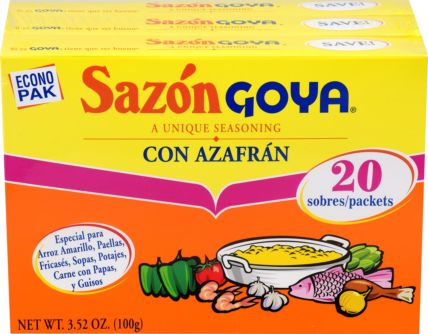 Goya Foods Saz n Seasoning With Azafran 3.52 Ounce (Pack of 3)
