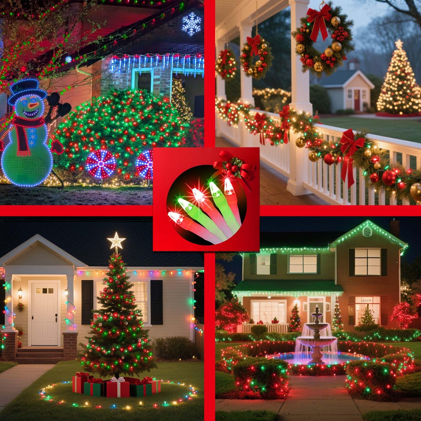 1500 Led Chrstmas Lights 470Ft Outdoor Christmas String Lights With 12 Modes Red & Green Led String Lights With Timer Dimmable Waterproof For Tree Fence Garden Xmas Wedding Party Decor Red & Green