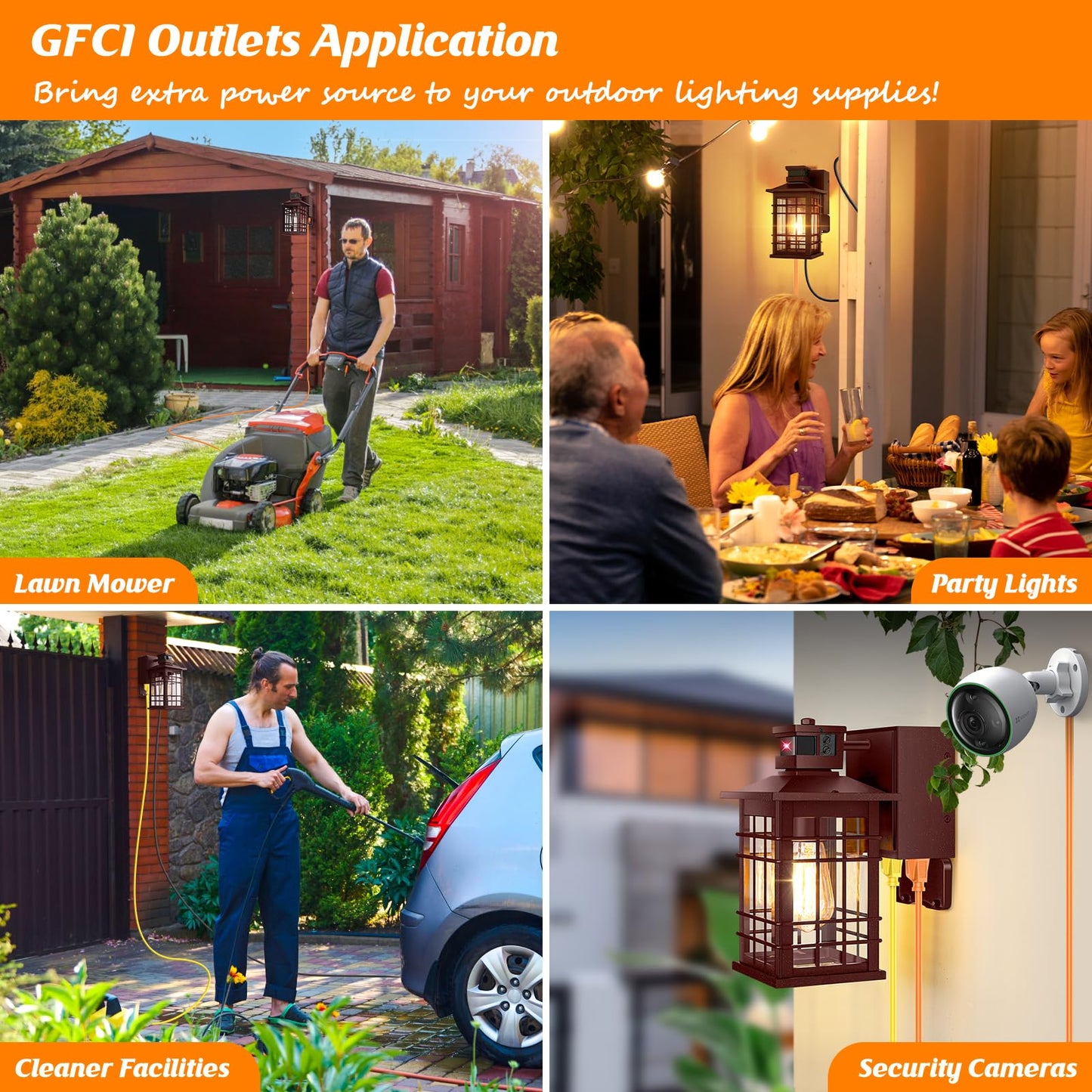 2-Pack Porch Light With Gfci Outlets Brown Motion Sensor Dusk To Dawn Outdoor Wall Light Fixture Waterproof Outside Wall Lantern Sconce 3 Lighting Modes Exterior Wall Light For Front Door House