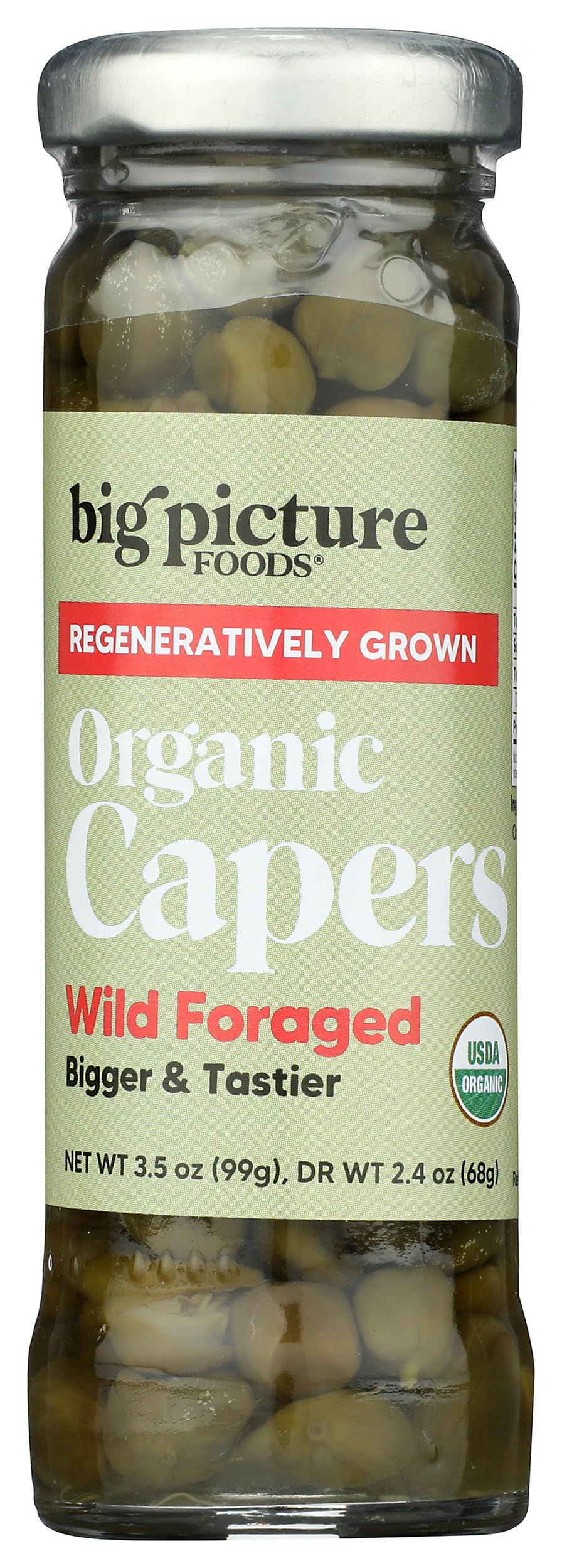 Big Picture Foods Organic Wild Foraged Capers 3.5 Oz