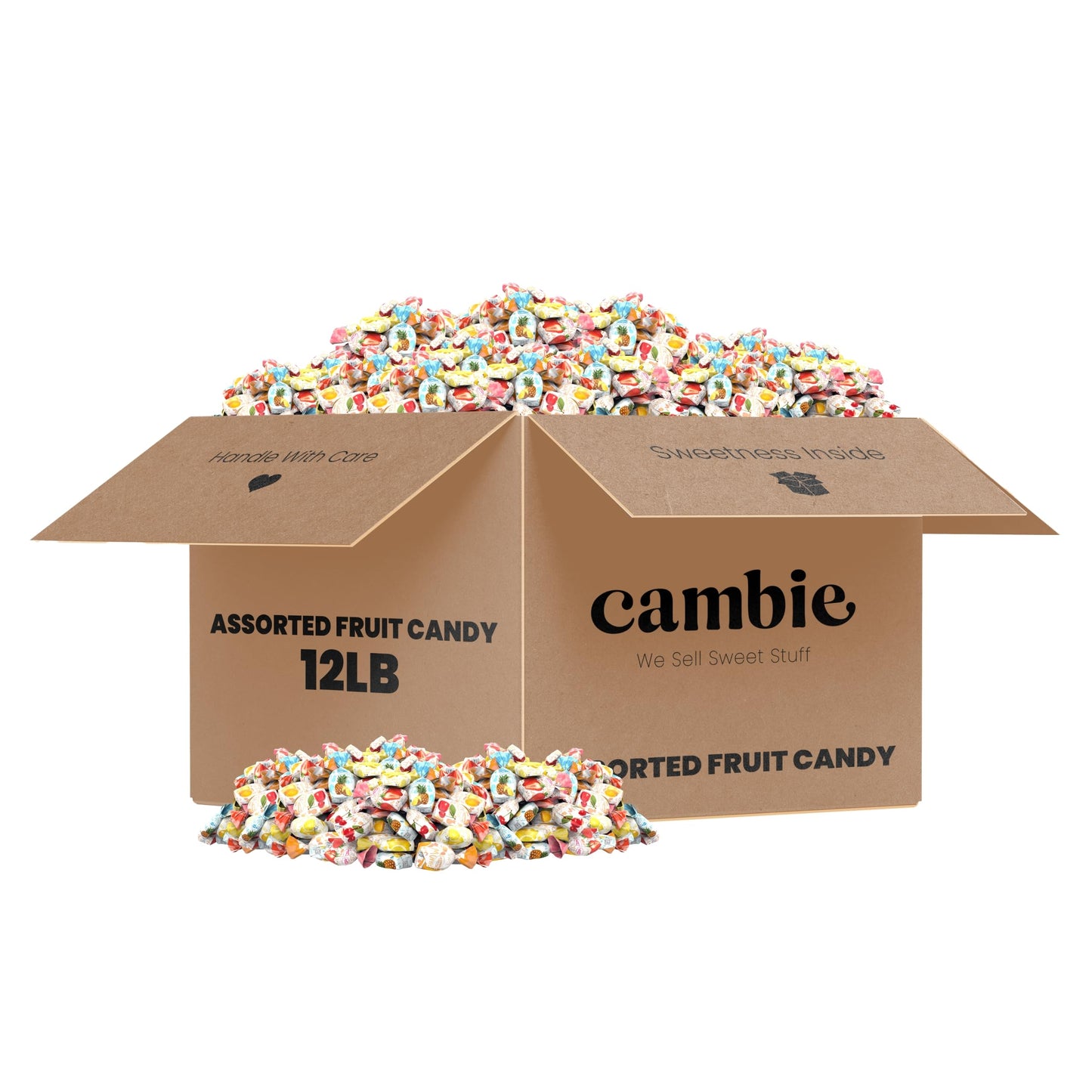 Assorted Fruit Hard Candy Individually Wrapped by Cambie, 12 lbs of Fruit Candy with a Deliciously Sweet Hard Exterior with a So