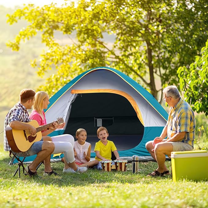 Camping Tent 4 Person, Waterproof Windproof Tent with Rainfly Easy Set up-Portable Dome Tents for Camping