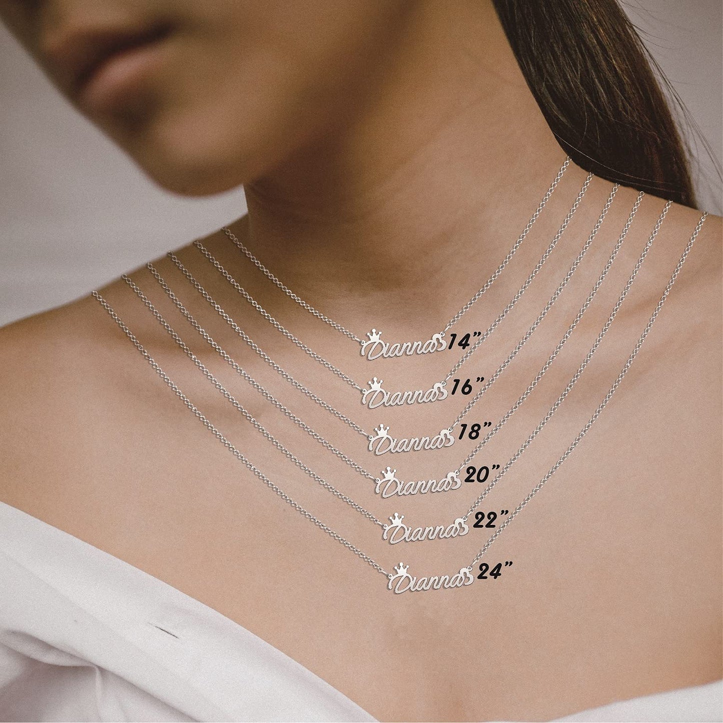 CoolJewelry Name Necklace Personalized Custom Made with Heart Nameplate Initial Necklace 925 Sterling Silver Jewelry Birthday Ch
