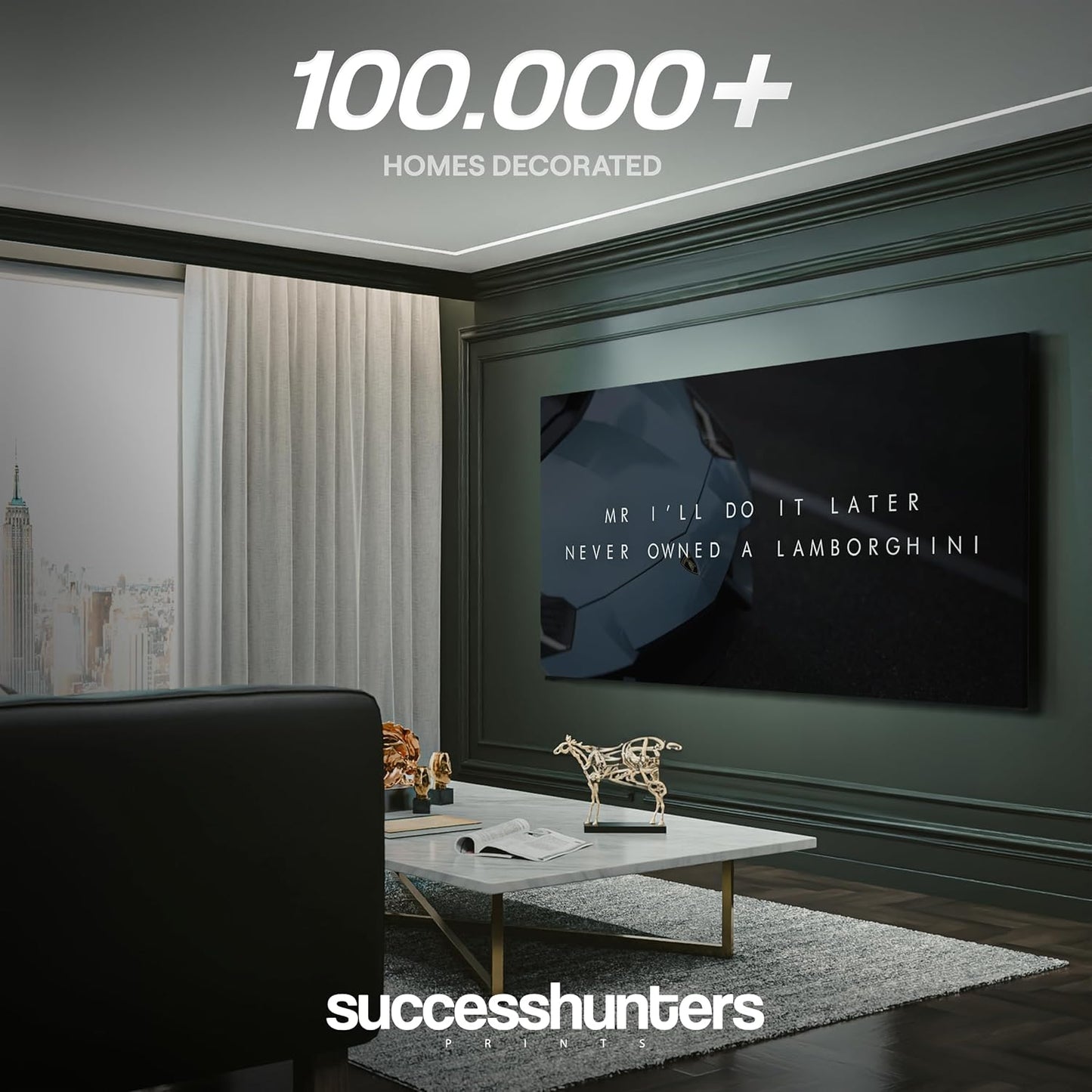 Motivational Wall Art for Office, Super Car Art Canvas, Inspirational Automotive Decor for Lamborghini Sportscar Lovers, Motivational Wall Decor for Office and Home, Inspiring Car Poster (60 X 30 in)