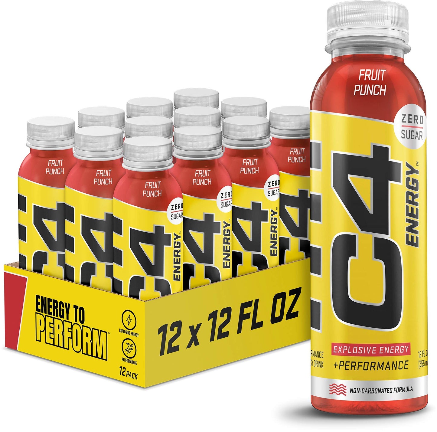 Cellucor C4 Energy Non-Carbonated Zero Sugar Energy Drink Pre Workout Drink + Beta Alanine - Fruit Punch - 12 FL OZ (355 ml) - Pack of 12