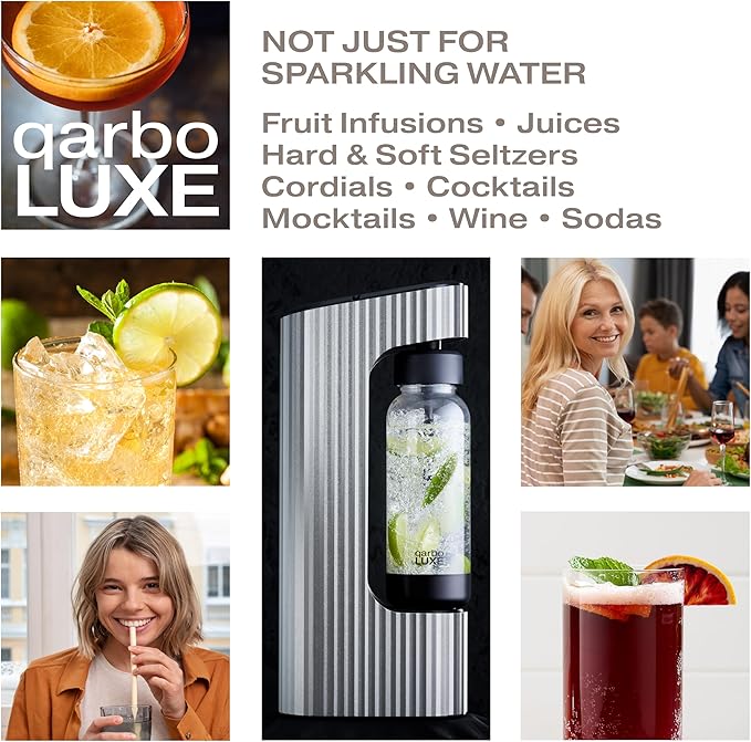 Twenty39 qarbo LUXE Premium Sparkling Water Maker - Anodised Aluminium Carbonator for Home, Carbonates Any Drink (CO2 Cylinder Sold Separately)