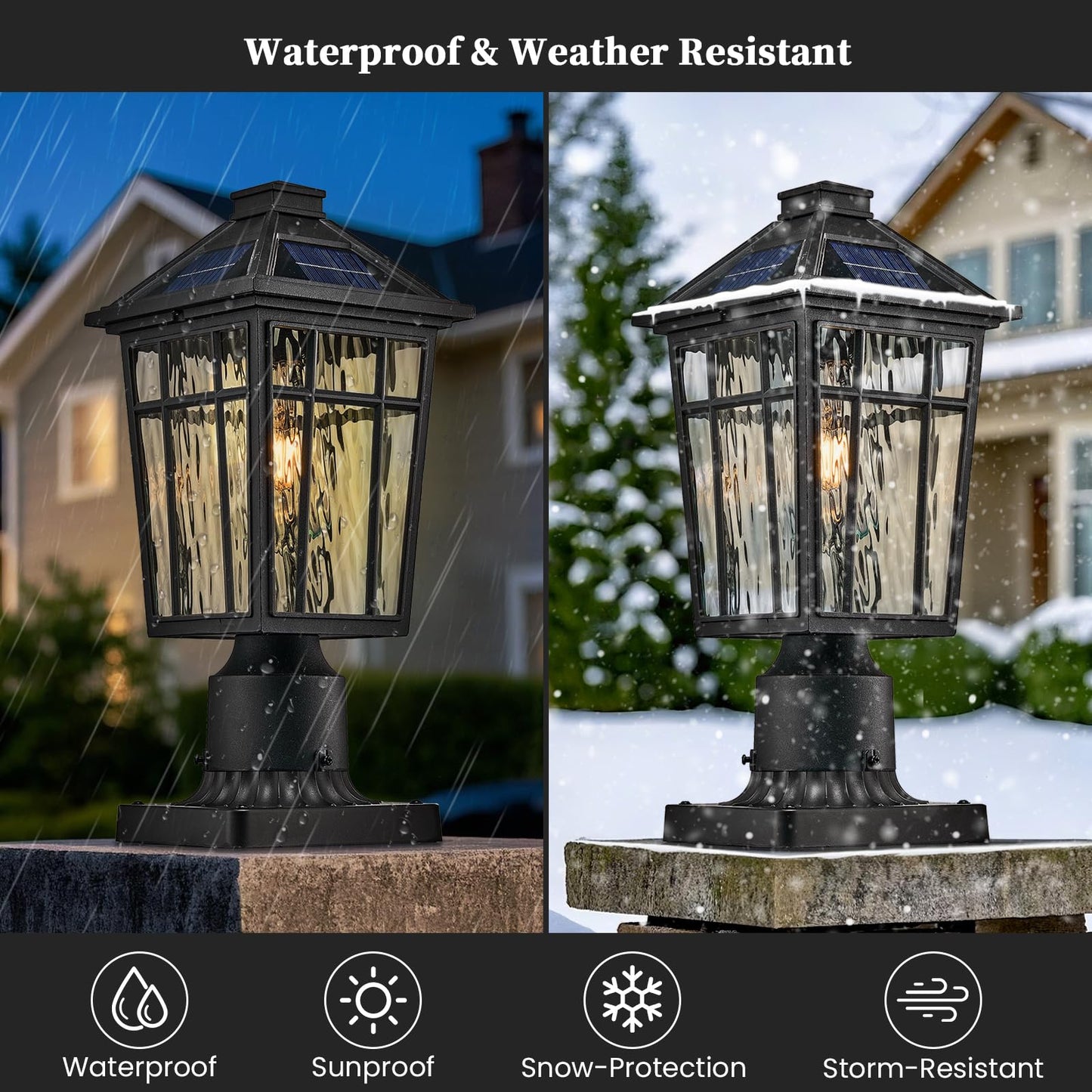 NAXTTII Solar Lamp Post Lights Aluminum Black 16.5 Inch Dusk to Dawn with Remote Control Model XN12P-M-SL-SW-BK