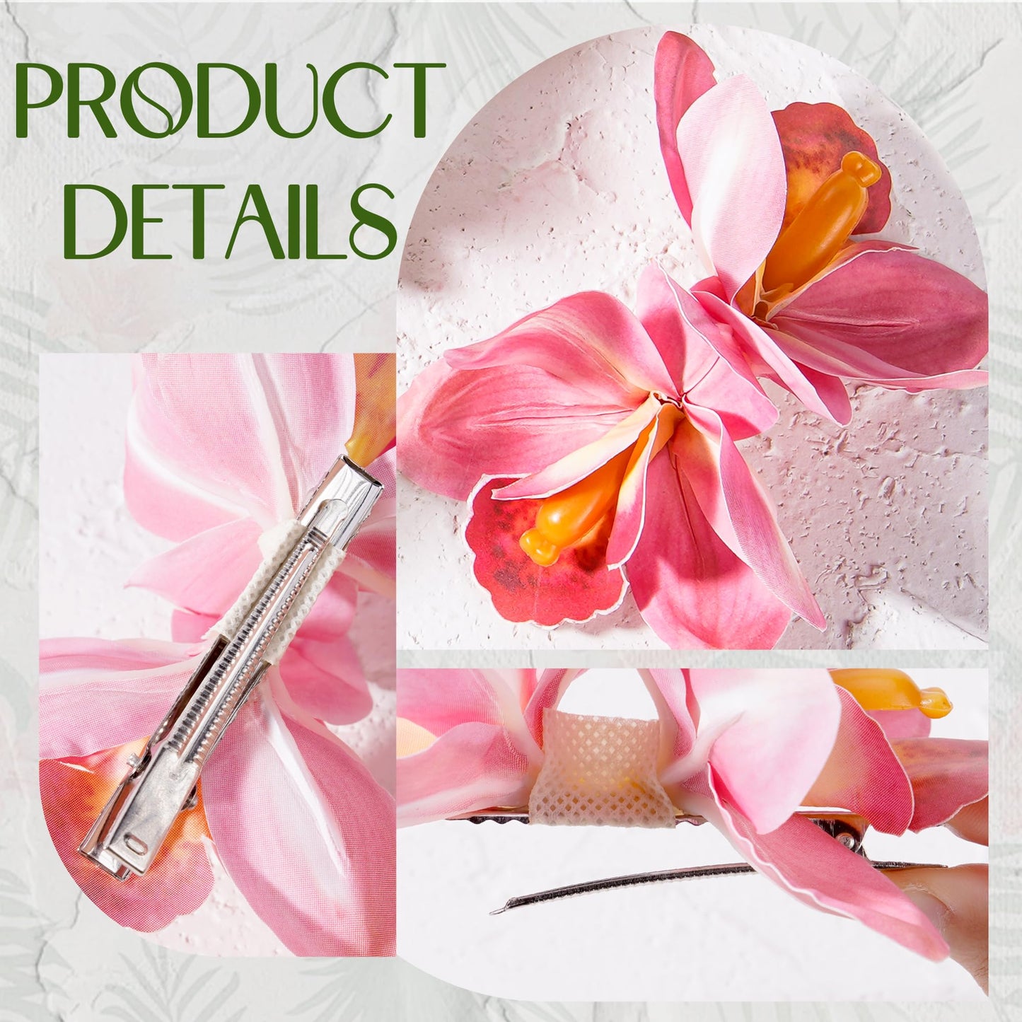 Tropical Hawaiian Flower Hair Clips - 4 Pack Artificial Hawaii Orchid Hairpin Tropical Floral Hair Accessories for Women Girls S