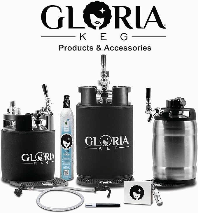 Gloria Rose 7L (1.8 Gal) Mini Keg, Pressurized Keg for Drinks, with Tap System, Co2 Regulated, Stainless Steel