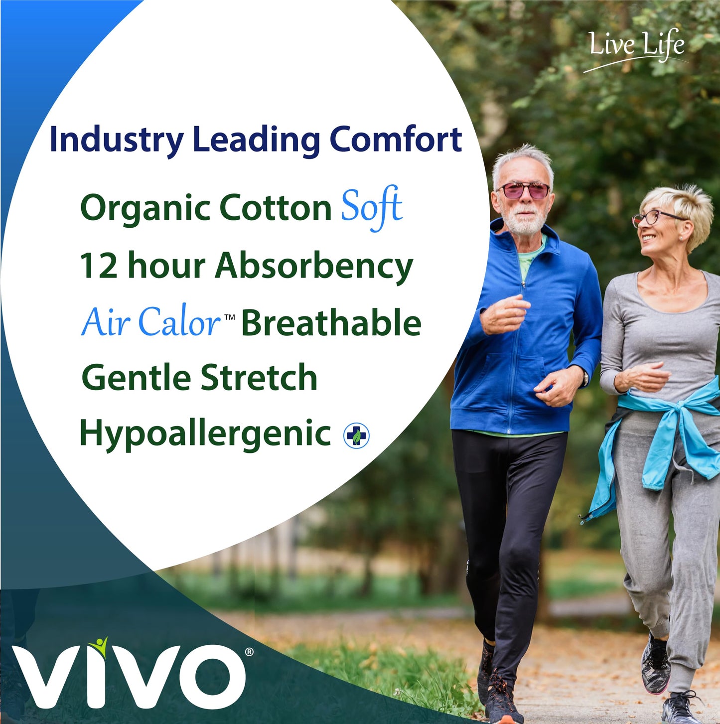 VIVO Organic Cotton Sensitive Skin Overnight Adult Incontinence Pullup Underwear, Women & Men, Medium 22 Count