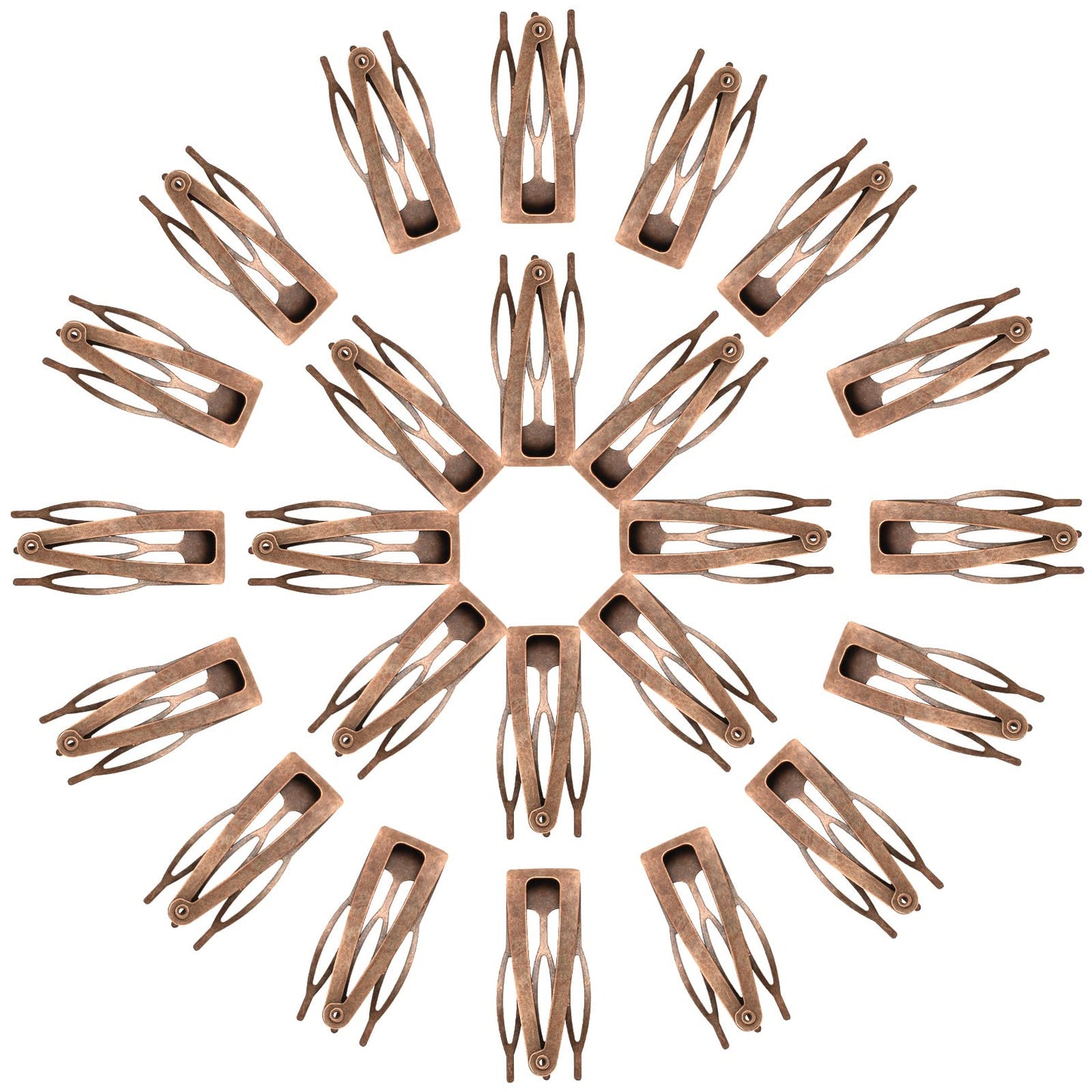 Chinco 24 Pcs Double Grip Hair Clips Metal Snap Clips Women Barrettes for Hair Making, Salon Supplies(Red Ancient Bronze,2 Inch)
