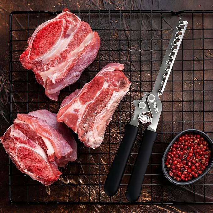 Rib Membrane Remover, Stainless Steel Cooking Accessories, Ergonomic BBQ Accessories, Dishwasher Safe Grilling Accessories, Christmas for Men (Black)