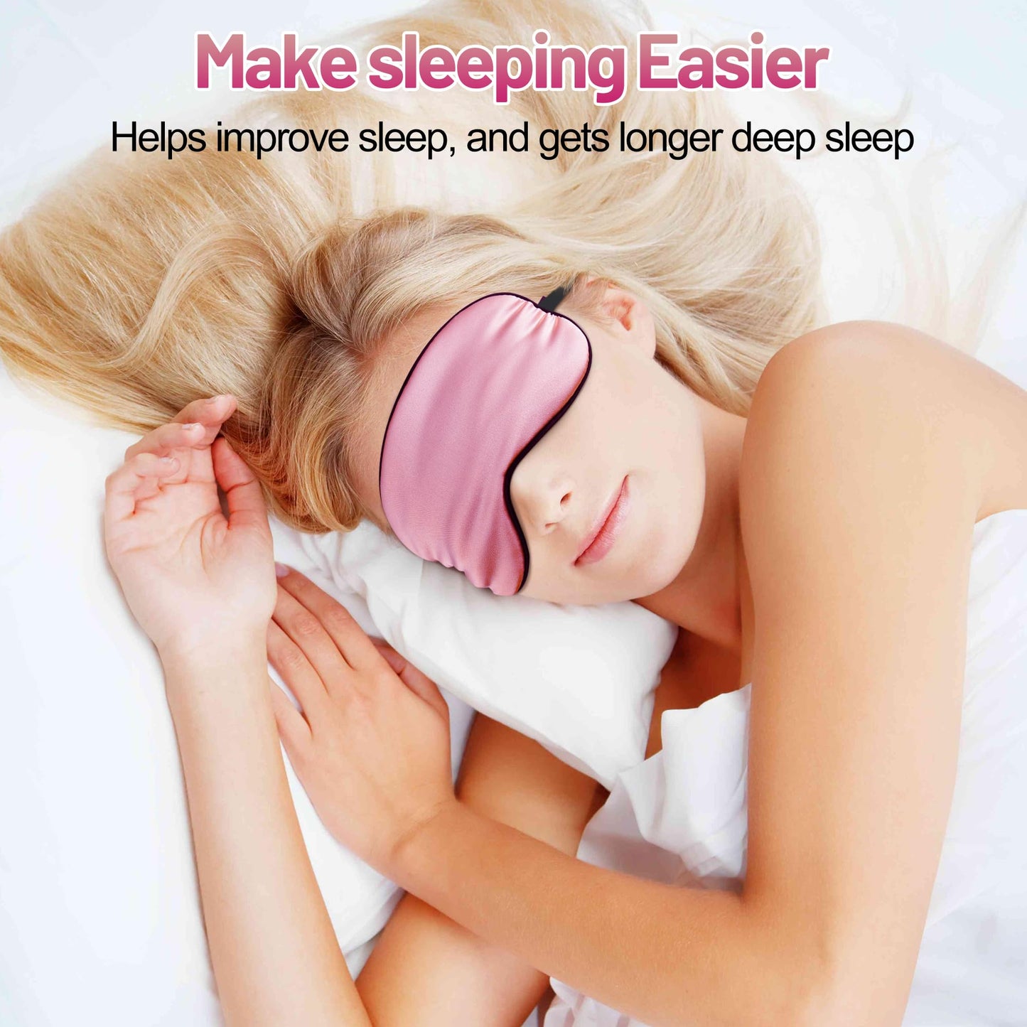 Sleep Mask, Silk Eye Mask for Sleeping with Adjustable Strap, Blindfold Eyeshade for Men & Women, Comfortable & Soft Eye Cover Eyeshade for Night Sleep (Rose Pink)