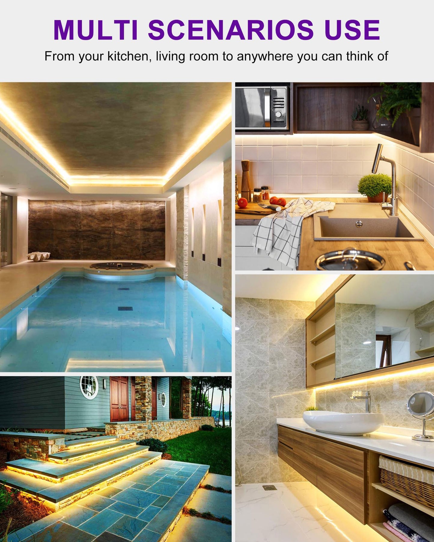 Hitlights Outdoor Led Strip Lights 16.4Ft Ip67 Waterproof 3000K Warm White, 600 Leds/Reel, Dimmable, Model Ls3528_Ww600_Wp67