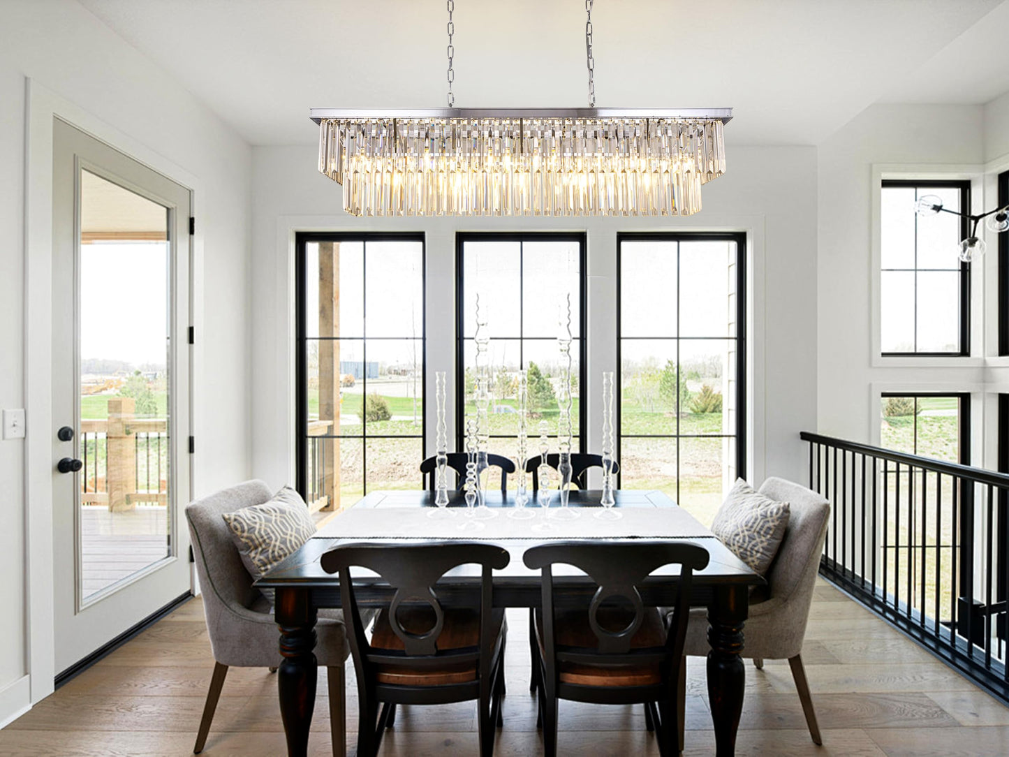 Wellmet 9-Light Crystal Chandelier 34.5 Inch Contemporary Modern Chandeliers Adjustable For Living Room Dining Room Pool Table Light Kitchen Island Lighting (Chrome 47 Inches)