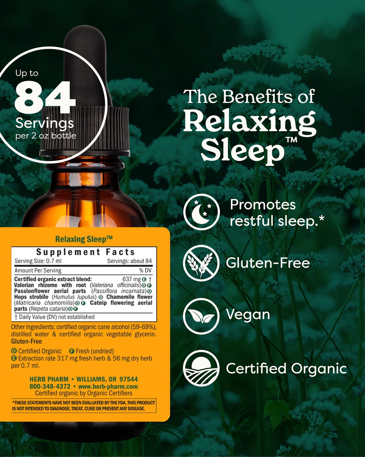 Herb Pharm Relaxing Sleep Herbal Formula With Valerian Liquid Extract - 2 Oz
