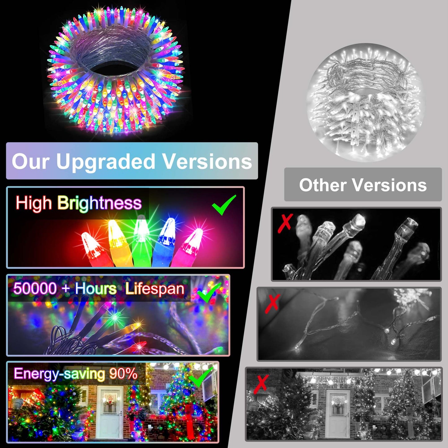 HRANBOTY 509FT Extra Long Christmas Lights, 1350 LED, Waterproof, 8 Modes, Timer, Multicolor, Model HS-1350L