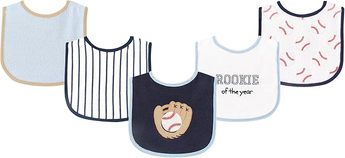Luvable Friends Baby Cotton Terry Drooler Bibs with PEVA Back, Transportation, One Size