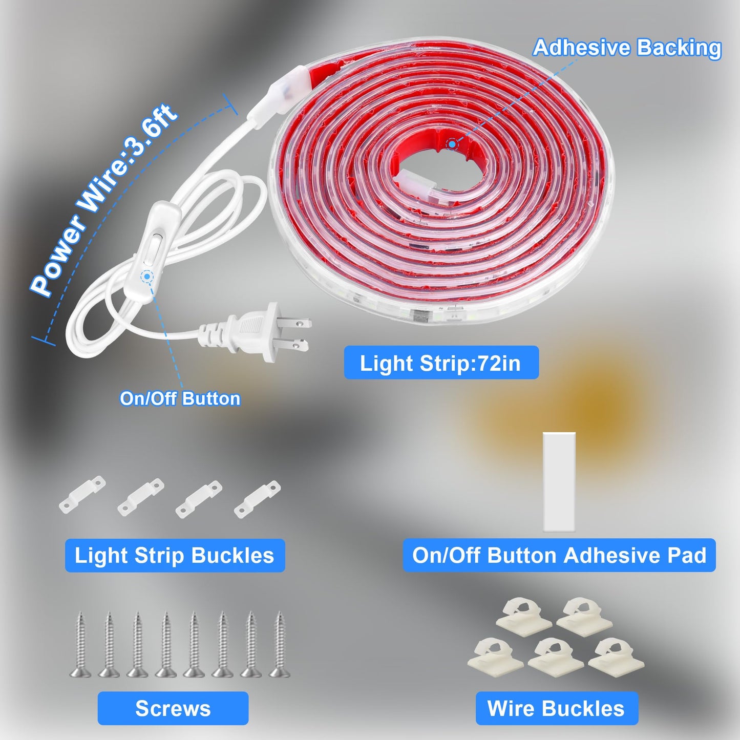 maylit Under Cabinet LED Light Bar, 6000K Cool White, 72in Wired, PCB+LED Material
