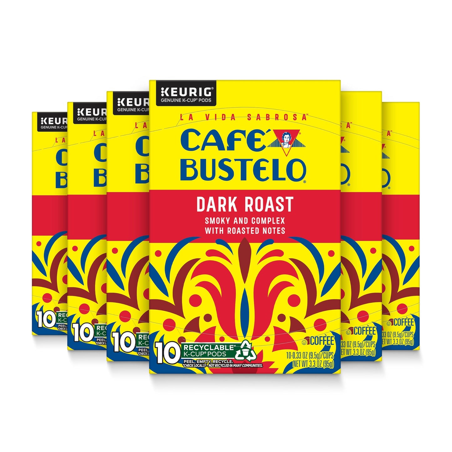 Caf? Bustelo Dark Roast Coffee 10 Ct. K-Cup pods (Pack of 6)