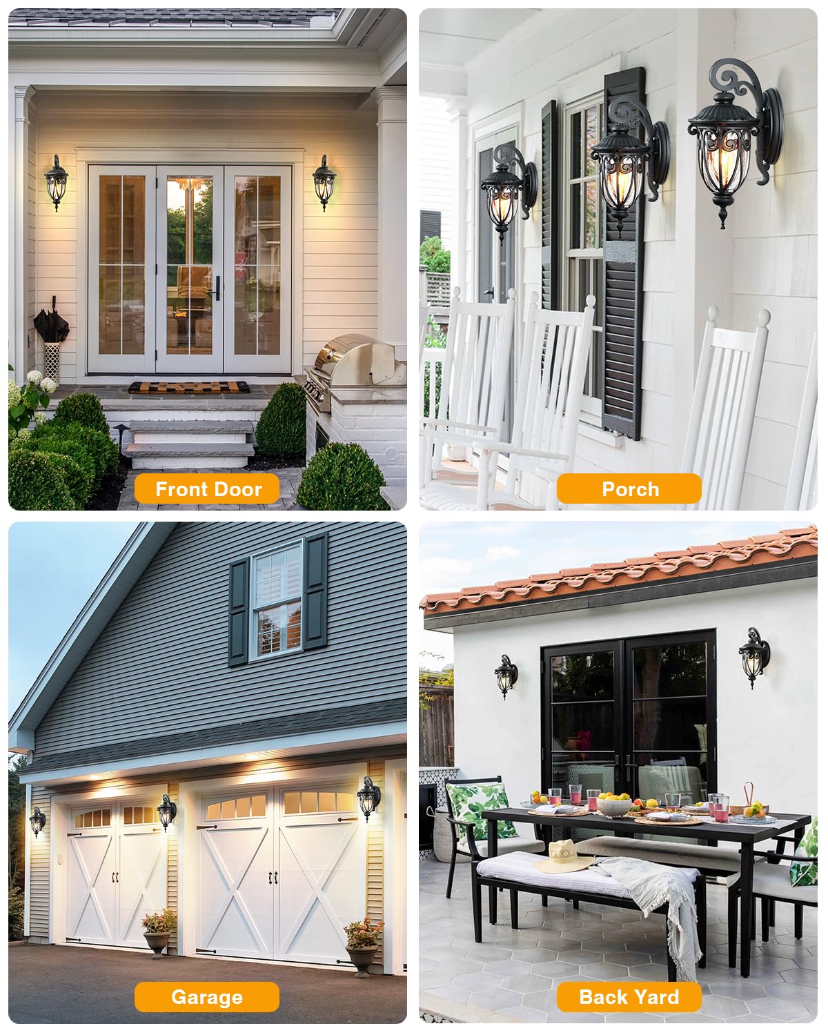 Vianis Outdoor Lights For House Dusk To Dawn Black Porch Lights Waterproof Outdoor Light Fixture With Seed Glass Exterior Lighting Fixtures For House Doorway Porch Garage